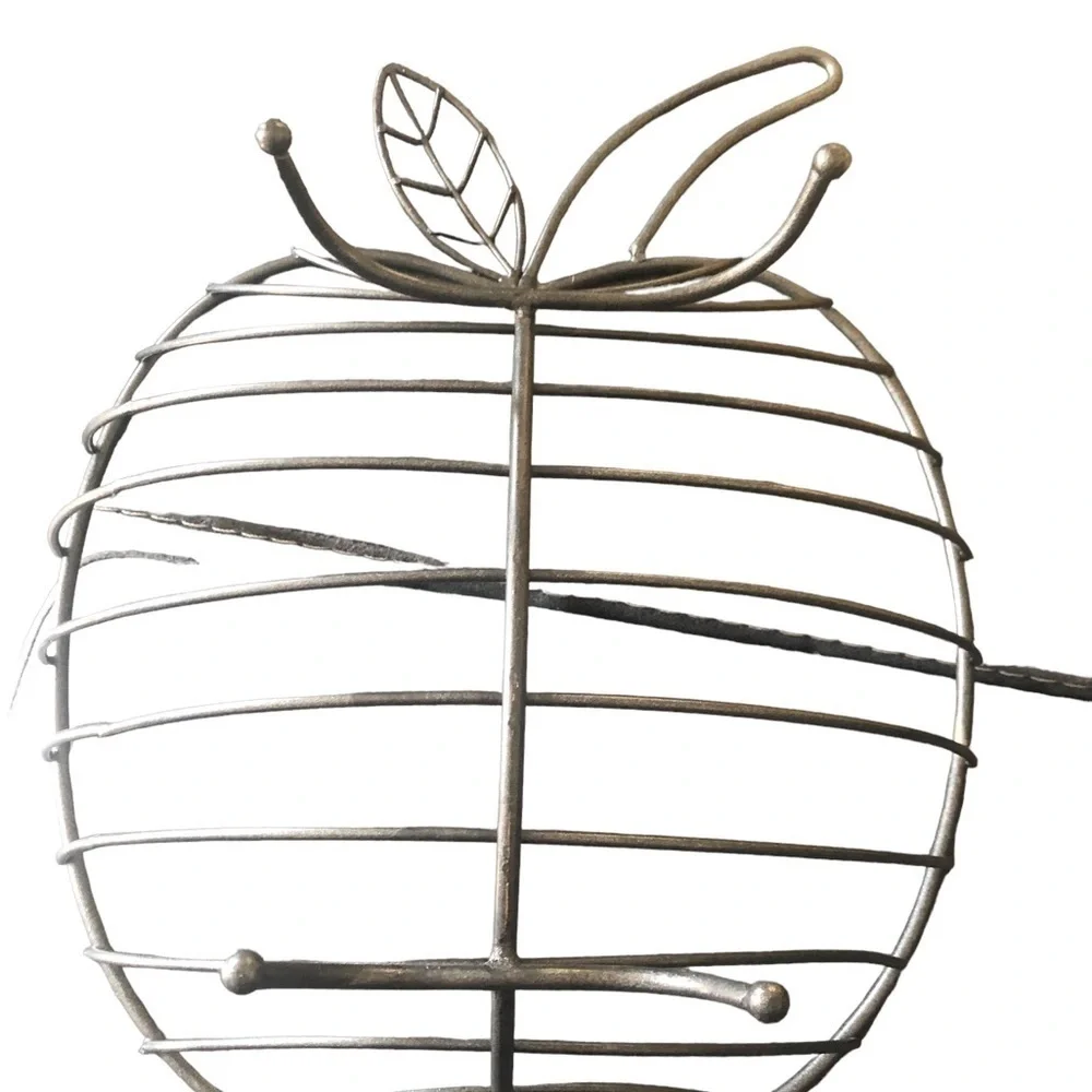 Large Wrought Iron Apple Basket Decor Fruit Fall Apple Picking 15.5”X13X8